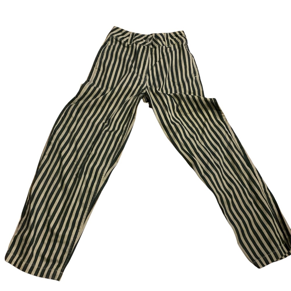 Topshop Green and Cream Striped Pants